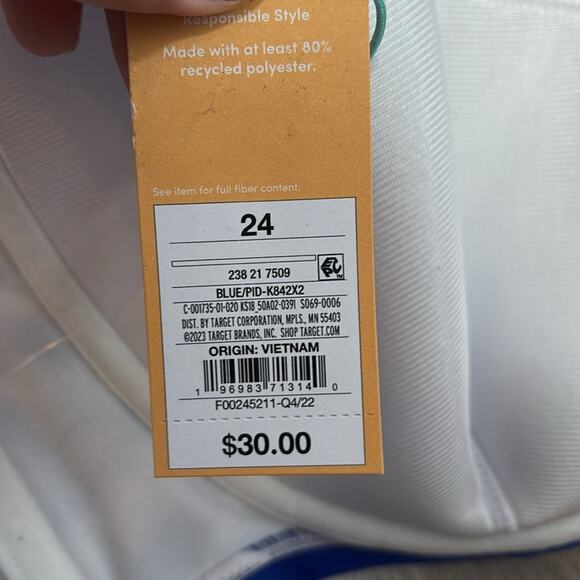 Kona Sol Blue and White Bikini with Summer Coral Print Underwire Swim Suit Set - Picture 8 of 12